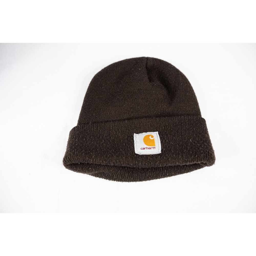 Carhartt Beanie Hat Mens OS Dark Brown Good Acrylic Knit Watch Cap Logo Patch